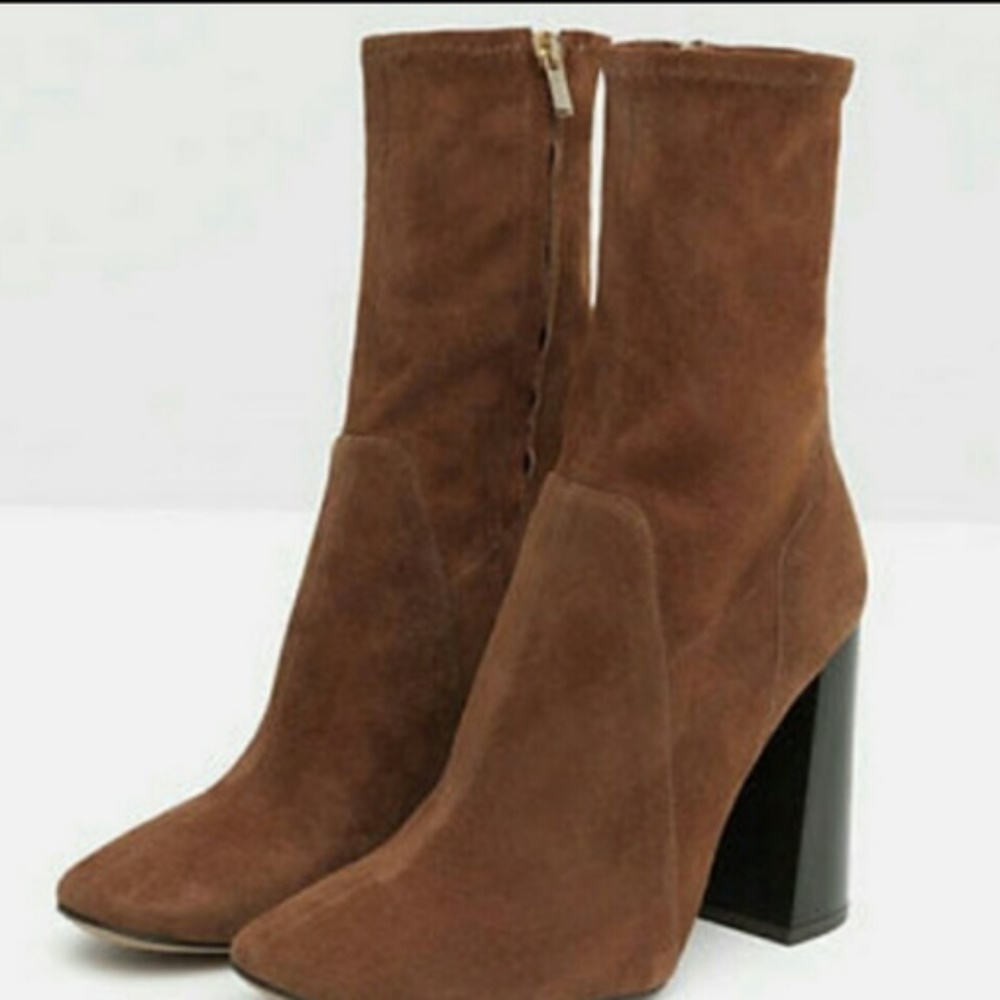 Zara Suede Heeled Sock Bootie